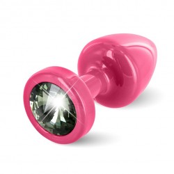 Plug analny zdobiony - Diogol Anni Butt Plug Round Pink & Black 25 mm