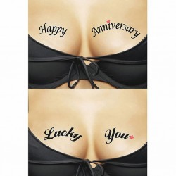 Ta-Ta-Toos - Tatuaż tymczasowy na biust - Happy Anniversary & Lucky You