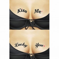 Ta-Ta-Toos - Tatuaż tymczasowy na biust - Kiss Me & Lucky You