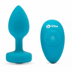 Plug analny wibrujący - B-Vibe Vibrating Jewel Plug S/M Aquamarine